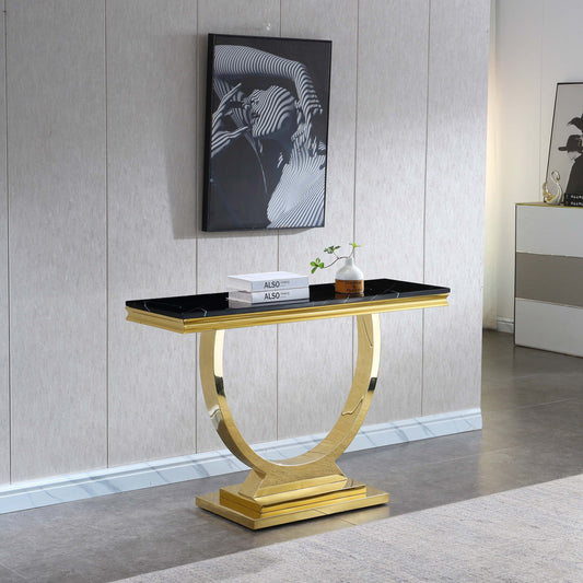 ST316 Marble Console Table with Gold or Silver Finish