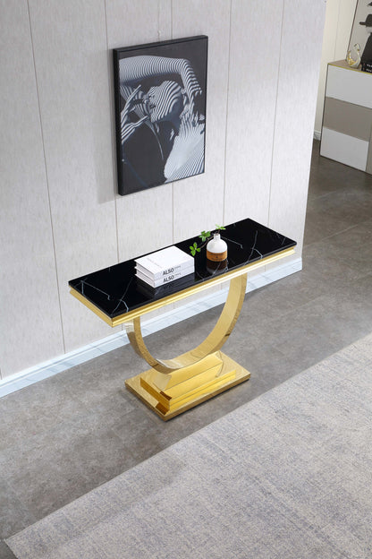 ST316 Marble Console Table with Gold or Silver Finish