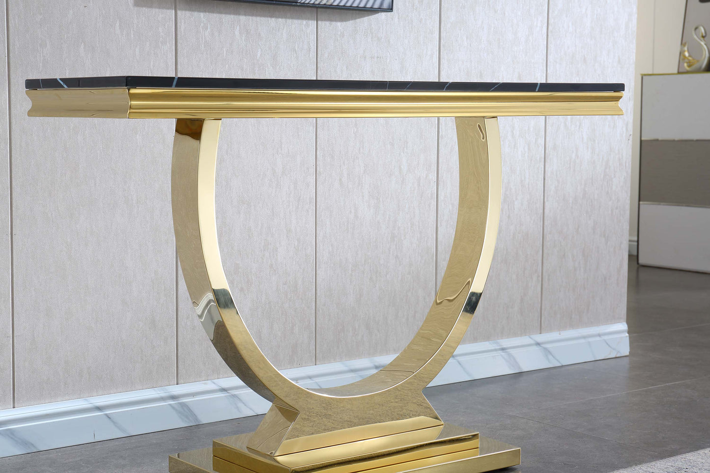 ST316 Marble Console Table with Gold or Silver Finish