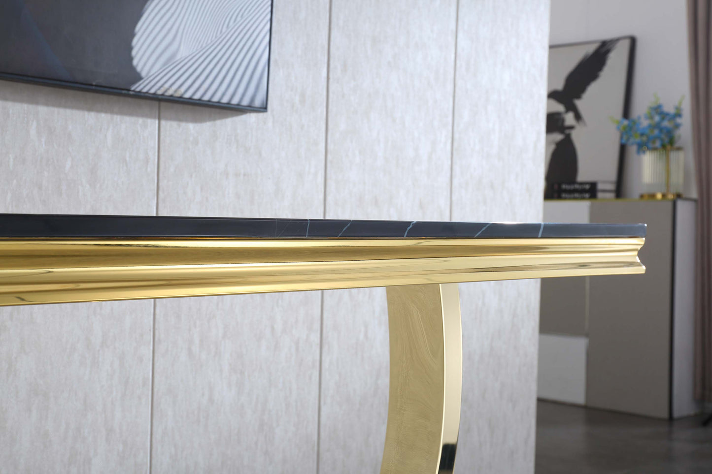 ST316 Marble Console Table with Gold or Silver Finish