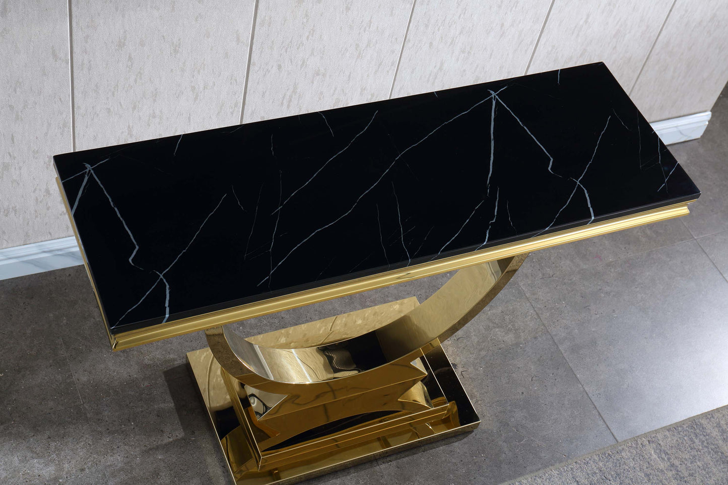 ST316 Marble Console Table with Gold or Silver Finish