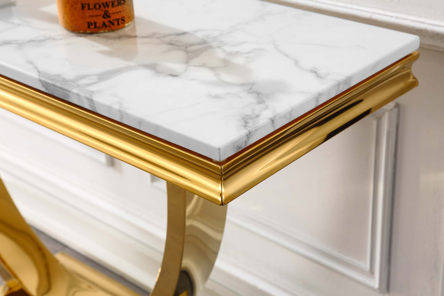 ST316 Marble Console Table with Gold or Silver Finish