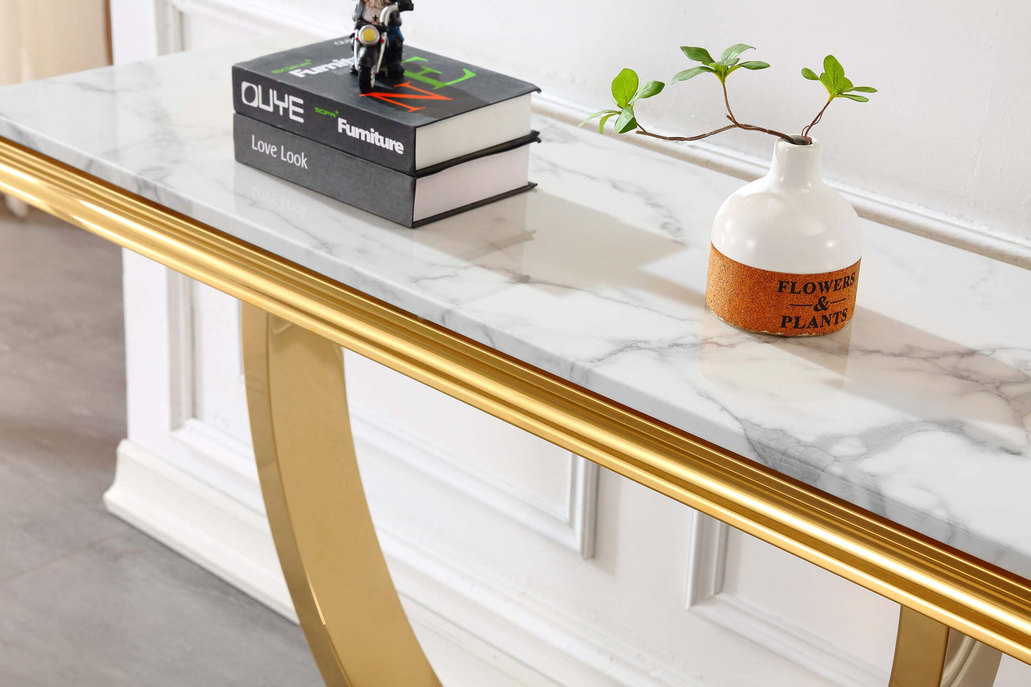 ST316 Marble Console Table with Gold or Silver Finish