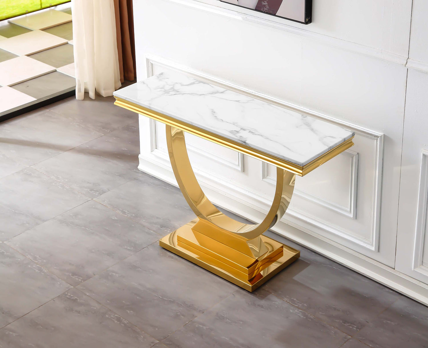 ST316 Marble Console Table with Gold or Silver Finish