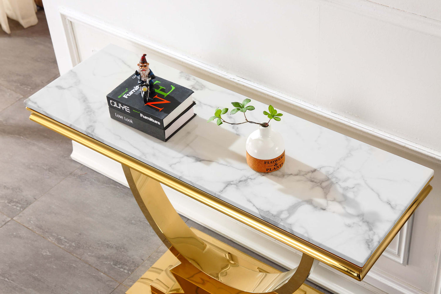 ST316 Marble Console Table with Gold or Silver Finish