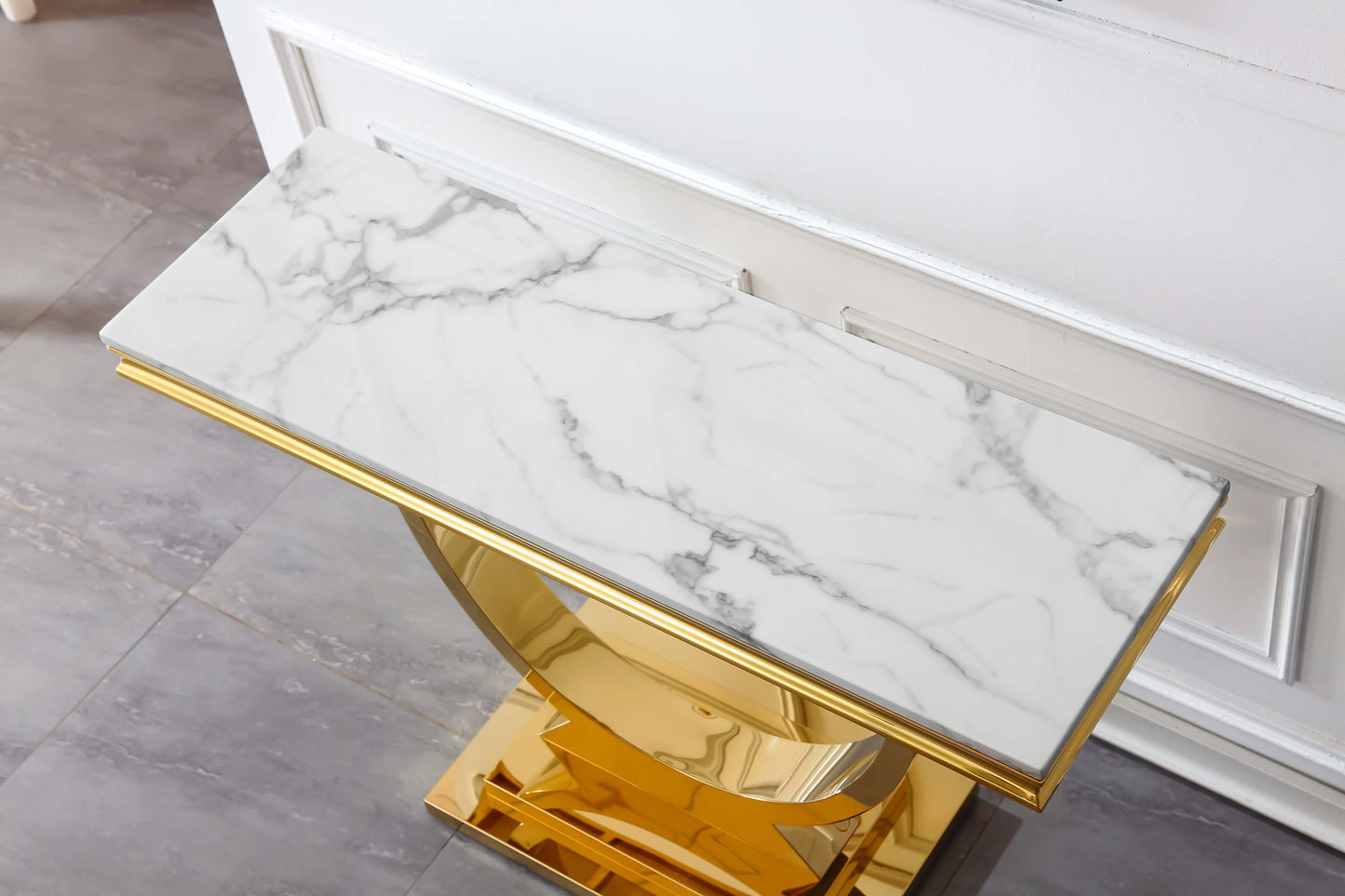 ST316 Marble Console Table with Gold or Silver Finish