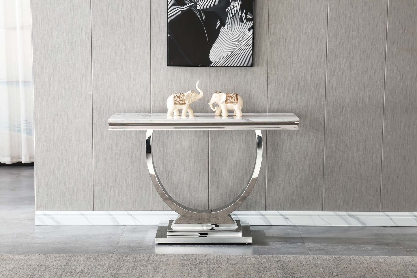 ST316 Marble Console Table with Gold or Silver Finish