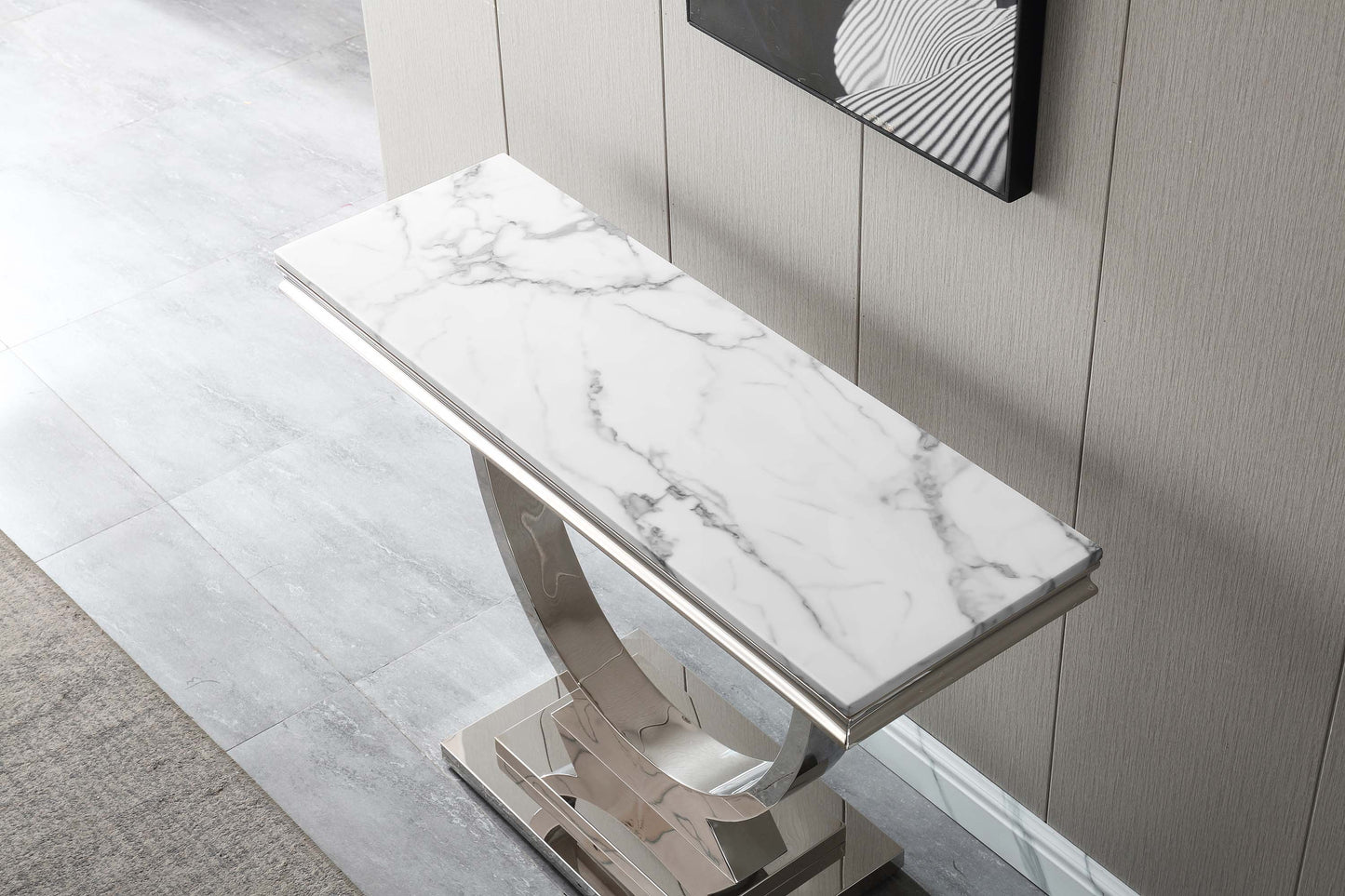 ST316 Marble Console Table with Gold or Silver Finish