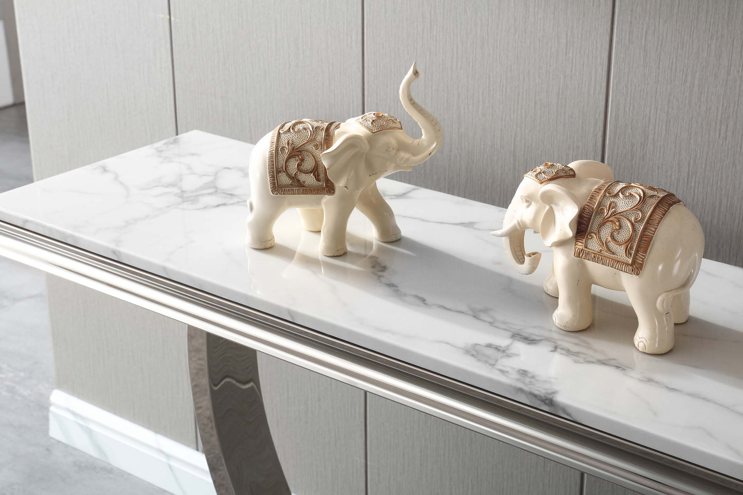 ST316 Marble Console Table with Gold or Silver Finish