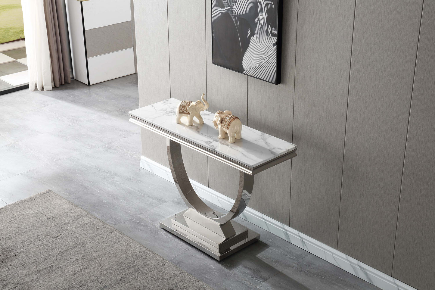 ST316 Marble Console Table with Gold or Silver Finish