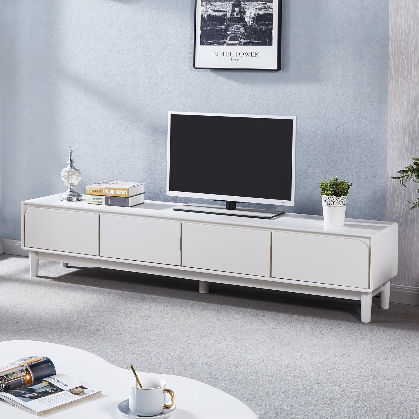 TV002W Modern White Lacquer TV Stand