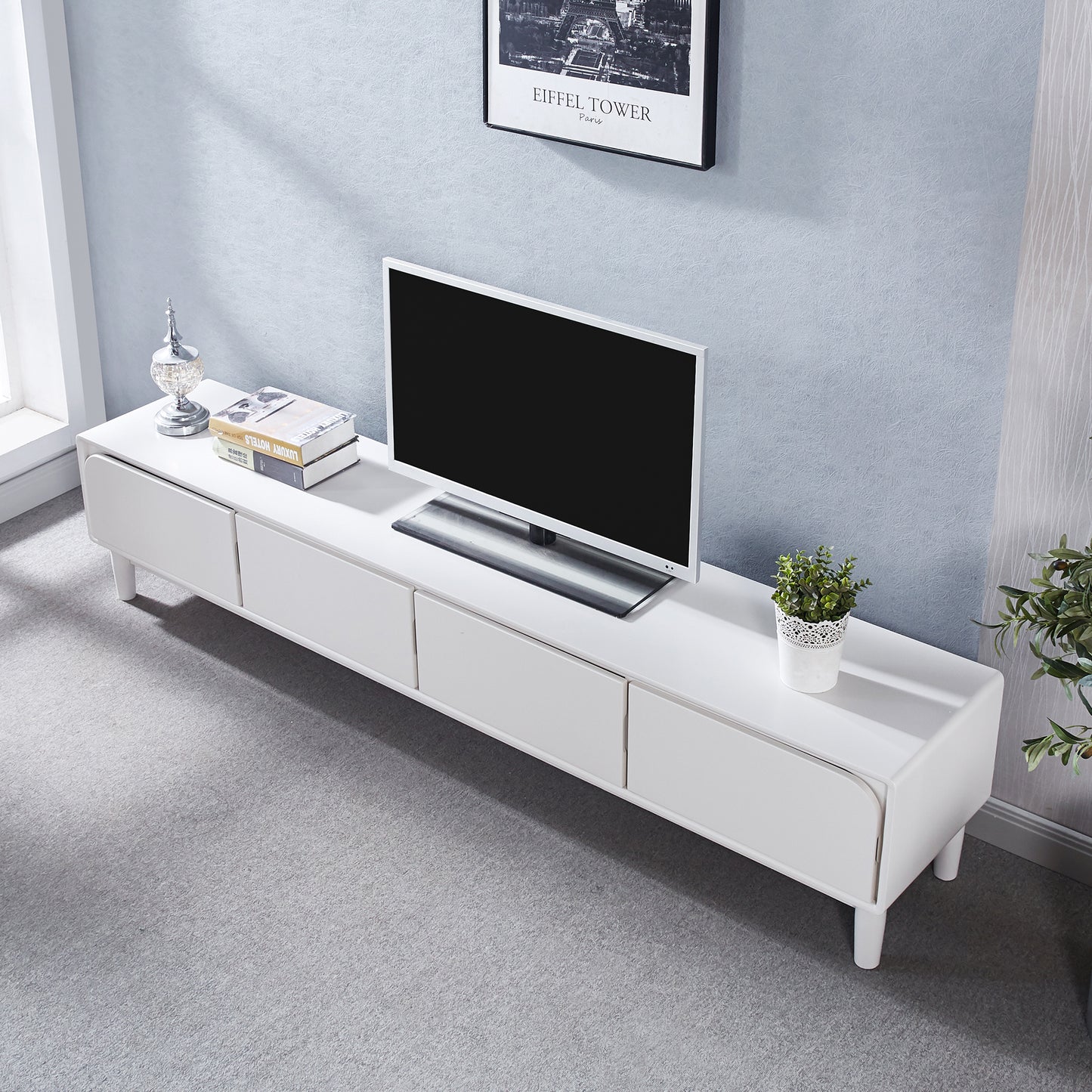 TV002W Modern White Lacquer TV Stand