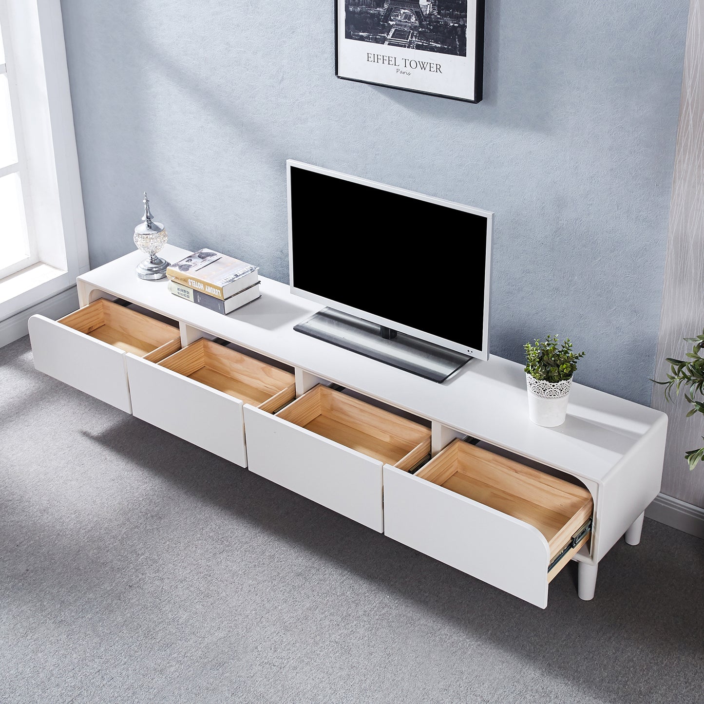 TV002W Modern White Lacquer TV Stand